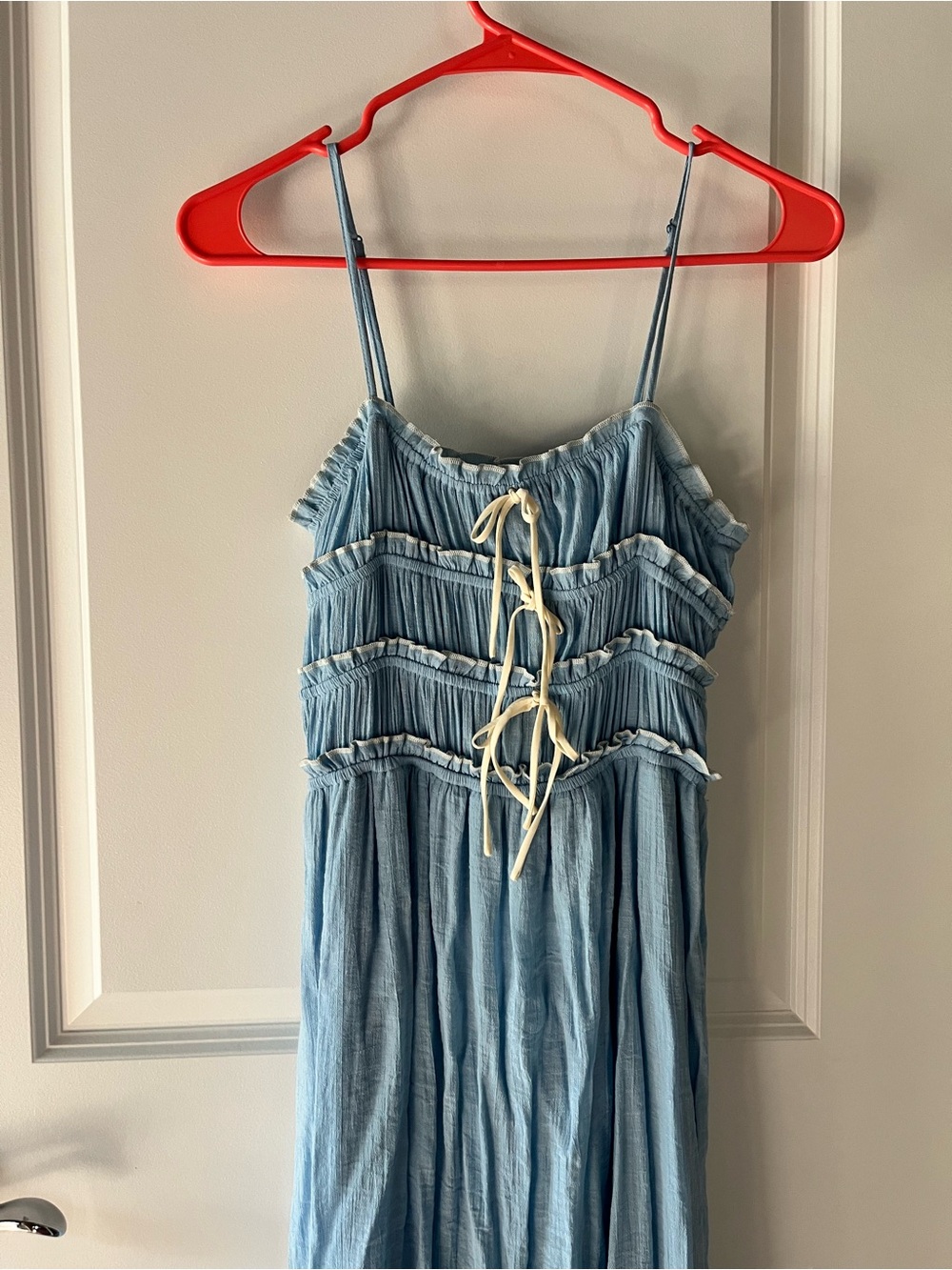 Light Blue Ruffle Tiered Maxi Dress
